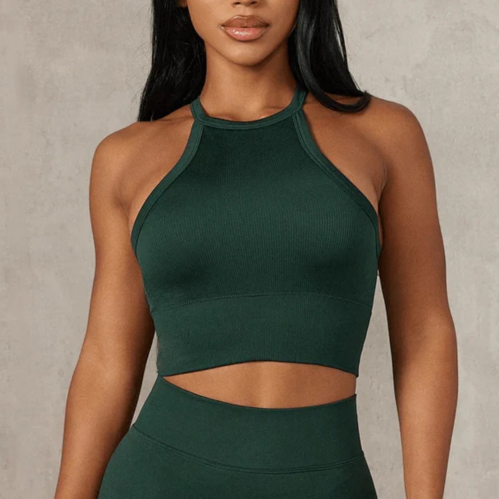 YoungLA Dark Green Halter Crop Top
